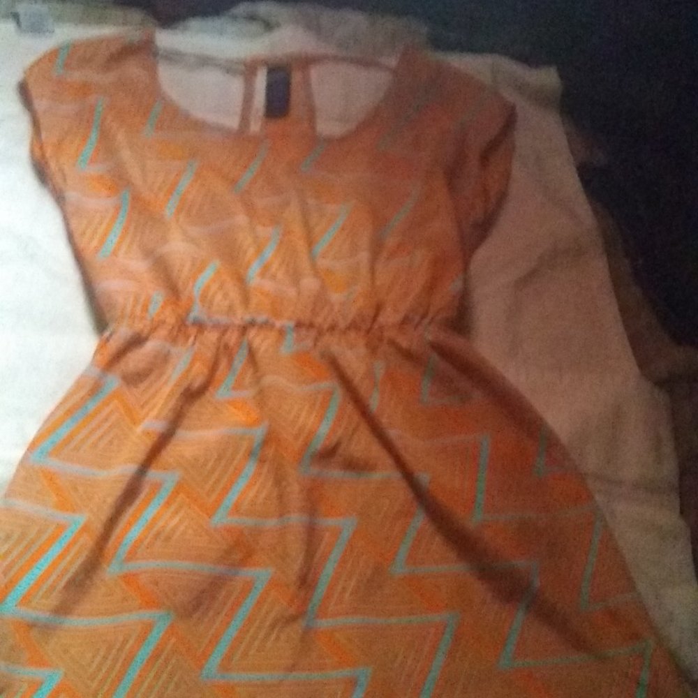 EUC orange & blue boutique dress